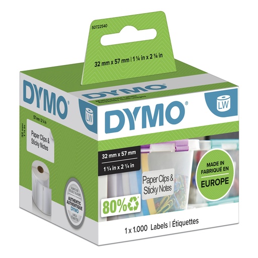 [817594] Etiquette Dymo LabelWriter multifonctionnelle amovible 57x32mm rouleau 1000 pcs blanc