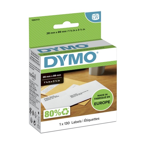 [817571] Etiquette adresse Dymo LabelWriter 28x89mm 130 pièces blanc