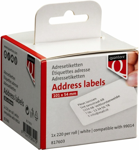 [817603] Etiquette Quantore 99014 54x101mm adresse blanc