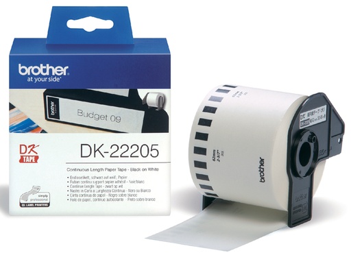 [930506] Etiquette Brother DK-22205 continu 62mm 1 rouleau 30m blanc