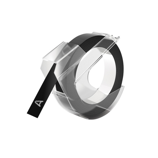 [930571] Ruban Dymo Rhino embossing vinyle 9mmx3m blanc sur noir