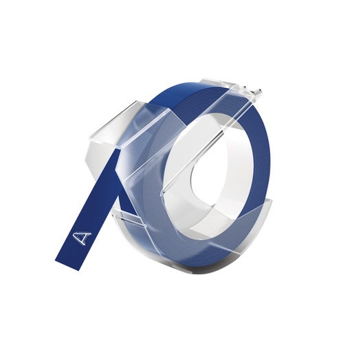 [930573] Reliëftape Dymo embossing vinyl 9mm wit op blauw