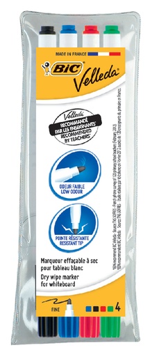[919929] Whiteboardmarker Bic Velleda 1721 rond fijn assorti set à 4 stuks