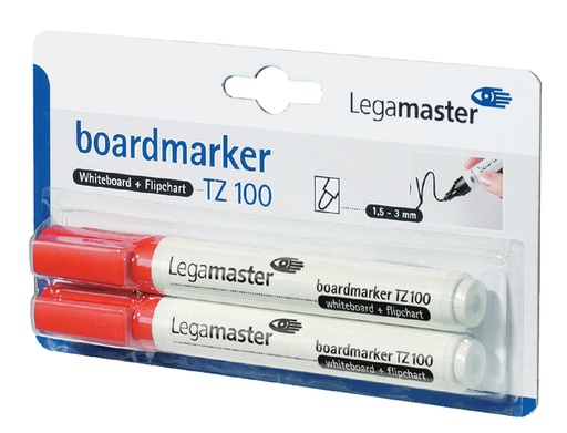 [920372] Whiteboardmarker Legamaster TZ 100 rond 1.5-3mm rood blister à 2 stuks
