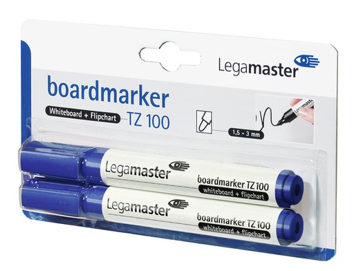 [920373] Whiteboardmarker Legamaster TZ 100 rond 1.5-3mm blauw blister à 2 stuks