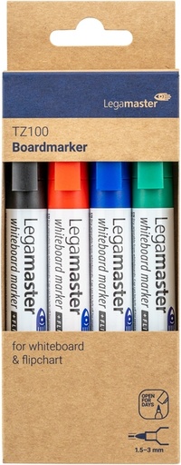 [920375] Whiteboardmarker Legamaster TZ 100 rond 1.5-3mm assorti blister à 4 stuks