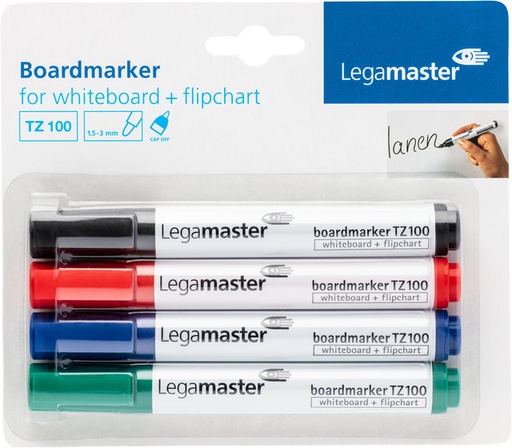 [920375] Whiteboardmarker Legamaster TZ 100 rond 1.5-3mm assorti blister à 4 stuks