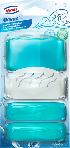 [891556] Bloc WC Air Plus Ocean 55ml avec support 3 pièces