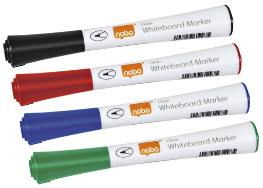 [635023] Whiteboardmarker Nobo Glide rond assorti 1mm 4st