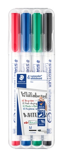 [920400] Marqueur tableau blanc Staedtler 301 ogive 1mm assorti 4 pièces