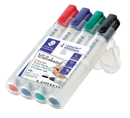 [920399] Viltstift Staedtler Lumocolor 351 whiteboard set à 4 stuks assorti