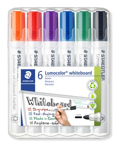 [920398] Whiteboardmarker Staedtler Lumocolor 351 set à 6 stuks standaard assorti