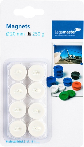 [921940] Magneet Legamaster 20mm 250gr wit 8 stuks