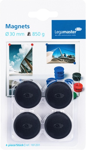 [921951] Magneet Legamaster 30mm 850gr zwart 4 stuks