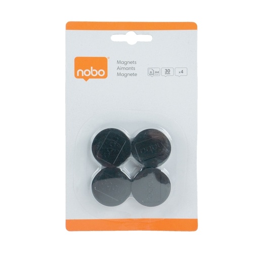 [921904] Aimant Nobo 30mm noir 4 pièces