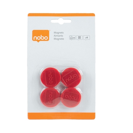 [921905] Aimant Nobo 30mm rouge 4 pièces