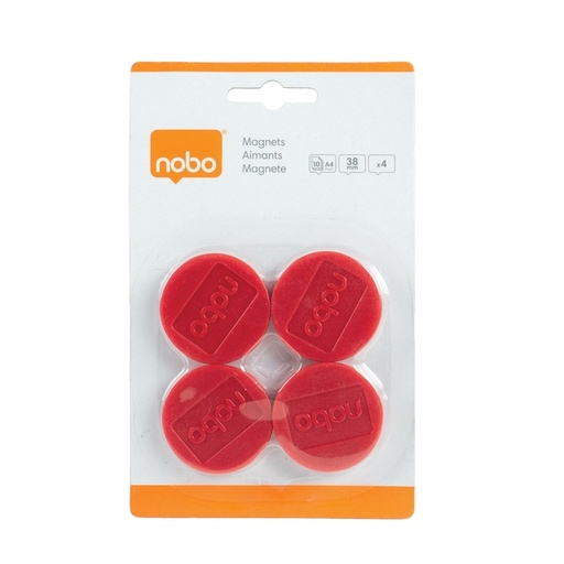 [921908] Magneet Nobo 38mm rood 4 stuks