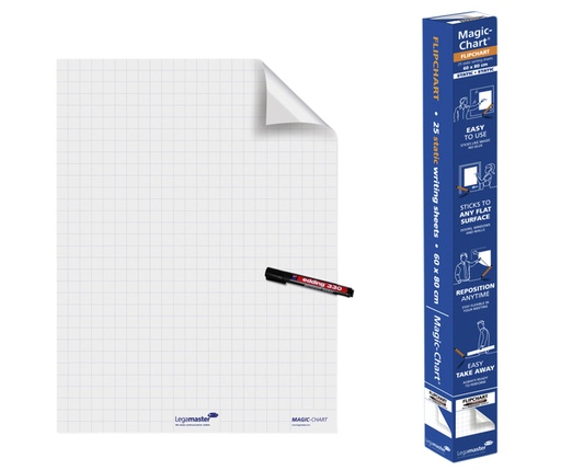 [920078] Magic-Chart Legamaster flipchart 600x800mm wit met ruit 25 vel