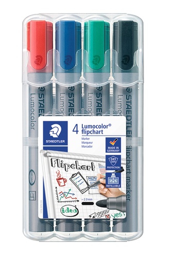 [635218] Marqueur chevalet Staedtler 356 ogive 2mm 4 pièces assorti