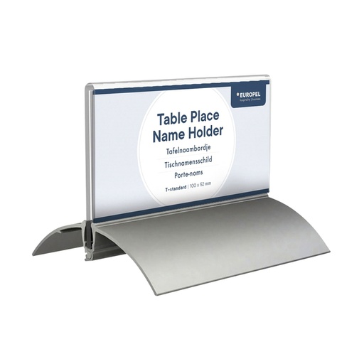 [921044] Porte-nom Europel 52x100mm acryl aluminium 2 pièces