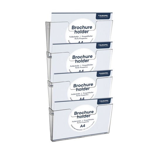 [506455] Folderhouder Europel 4x A4 wand liggend koppelbaar transparant