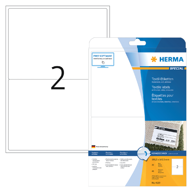 Etiquette badge HERMA 4519 199,6x143,5mm blanc