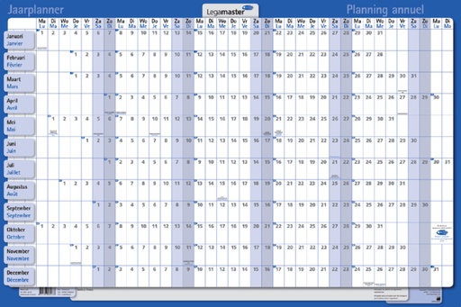 [900981] Planning annuel 2026 Legamaster 90x60cm horizontal laminé EN
