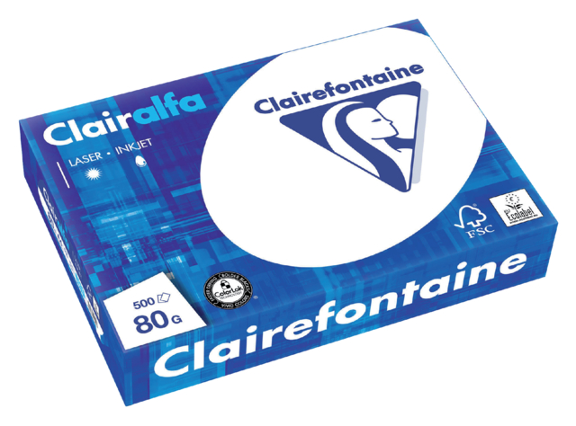 Kopieerpapier Clairefontaine Clairalfa A4 80gr wit 500vel