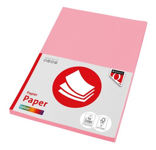 [129709] Papier copieur Quantore Colour A4 160g rose 50 feuilles