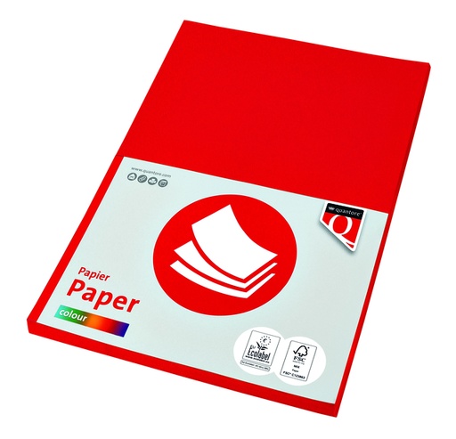 [129689] Papier copieur Quantore Colour A4 160g rouge vif 50 feuilles