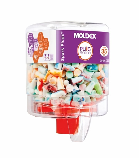 [890880] Oordoppen Moldex Spark Plugs soft 6-13mm dispenservulling à 250 paar assorti