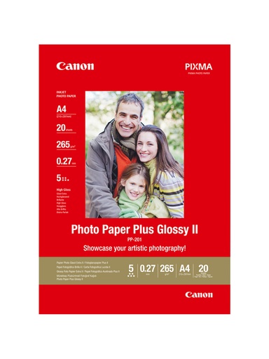 [129401] Papier jet d’encre Canon PP-201 A4 265g brillant 20 feuilles