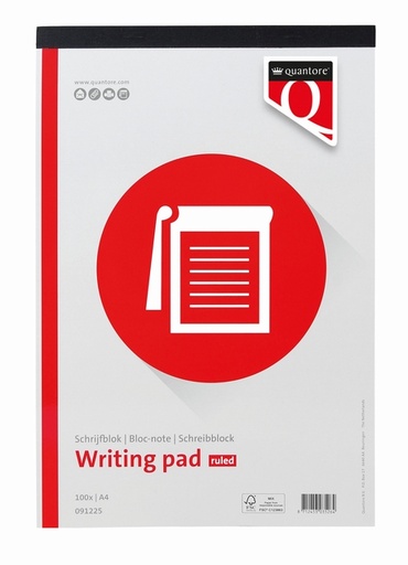 [091225] Bloc-notes Quantore A4 ligné 100 feuilles 60g