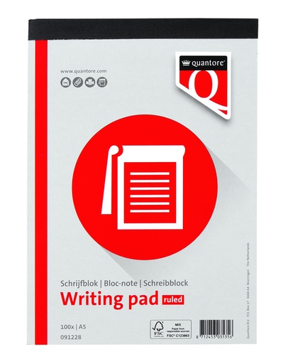 [091228] Bloc-notes Quantore A5 ligné 100 feuilles 60g