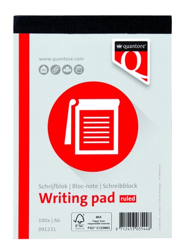 [091231] Bloc-notes Quantore A6 ligné 100 feuilles 60g