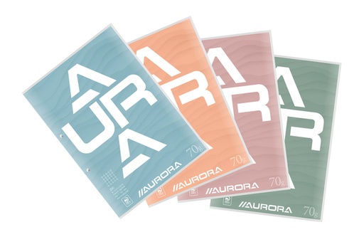 [011122] Cursusblok Aurora A4 ruit 5x5mm 2-gaats 200 pagina's 70gr