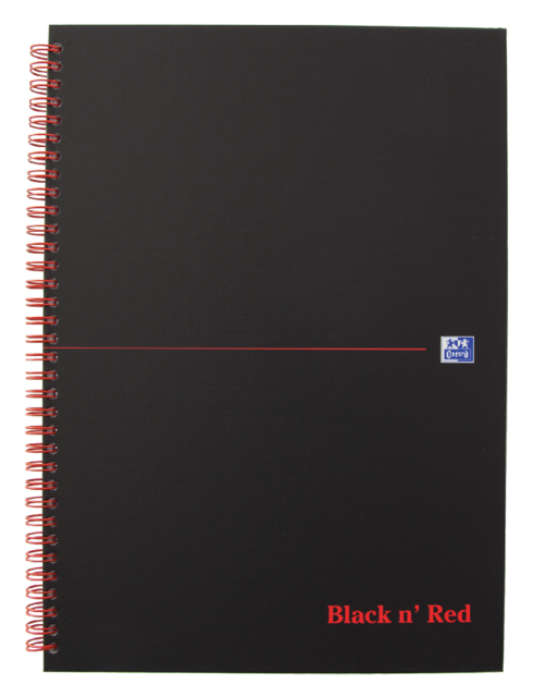 Notitieboek Oxford Black n'' Red A4 70v lijn