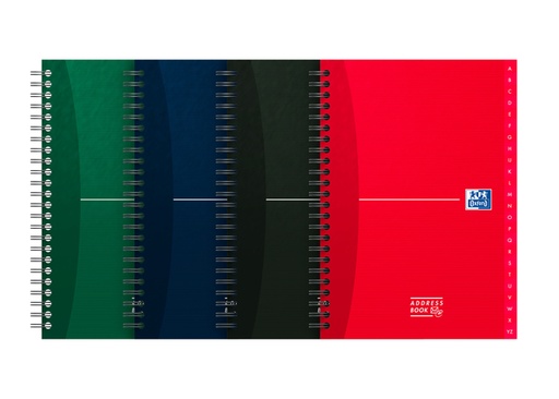[011371] Carnet d’adresses Oxford Essentials A5 72 feuilles double spirale assorti