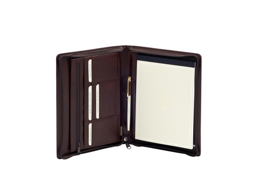 [513060] Conférencier Van Der Spek 358 A5 cuir buffle avec zip marron