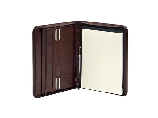 [513072] Conférencier Van der Spek 388 A4 zip cuir marron