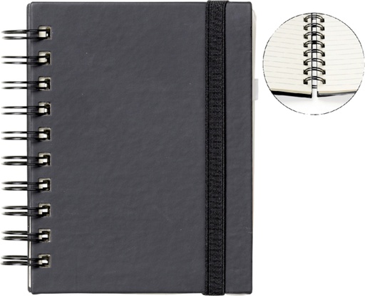 [011454] Carnet de notes Quantore A6 spirale ligné 192 pages 80g noir