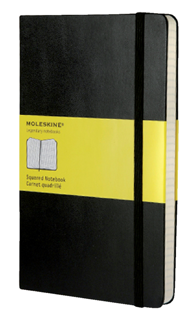 Notitieboek Moleskine large 130x210mm ruit 5x5 hard cover zwart