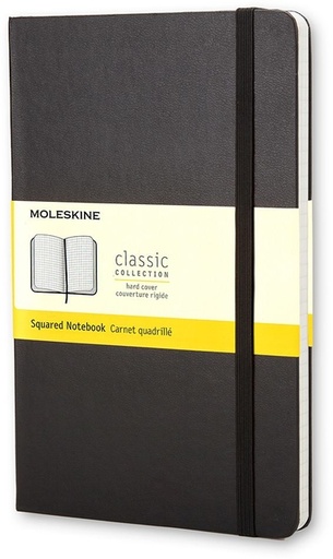 [011514] Carnet de notes Moleskine large 130x210mm carreau couverture rigide noir