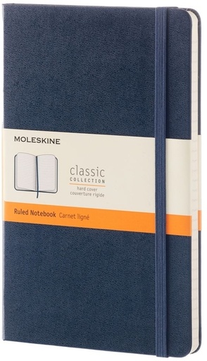 [011392] Carnet Moleskine large 210x130mm Couverture rigide ligné bleu saphir