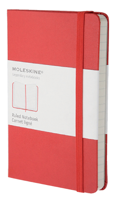 Carnet de notes Moleskine Pocket 90x140mm ligné rigide rouge