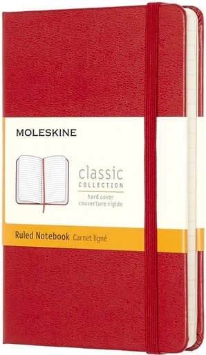 [011526] Carnet de notes Moleskine Pocket 90x140mm ligné rigide rouge