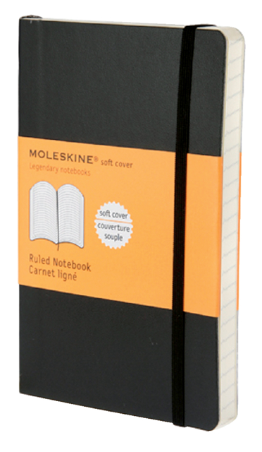 Carnet de poche Moleskine ligné 90x140mm couverture souple noir