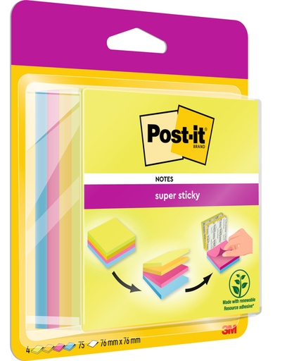 [392492] Bloc-mémos  Post-it 2014 Super Sticky 76x76mm cube smart Rio 300 feuilles