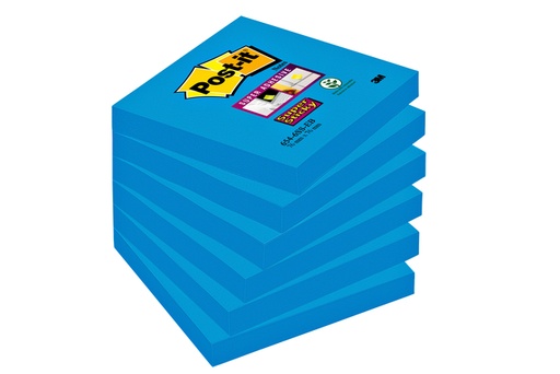 [392455] Bloc-mémos Post-it 654 Super Sticky 76x76mm bleu 90 feuilles