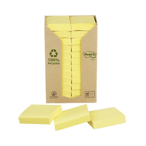 [392477] Memoblok Post-it 653 38x51mm recycled geel 24 stuks